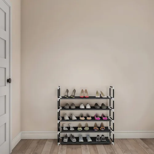 Vista 6 de Lavish Home Estante de almacenamiento de zapatos, organizador de zapatos de 5 niveles para armario, baño, entrada, estante para zapatos