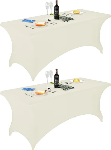 Vista 16 de FORLIFE - Funda de mesa de elastano, mantel ajustado de 4 pies para mesas rectangulares, funda elástica para patio, universal para bodas, banquetes