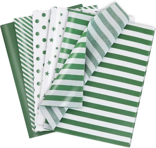 Vista 11 de BEISHIDA 100 hojas de papel de seda blanco y negro a granel, rayas de sarga y puntos, estrellas para bolsas de regalo, papel de regalo de 14 x 20