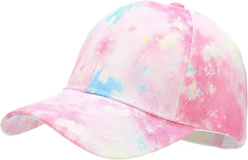 Vista 7 de BEARUN Gorra de béisbol de algodón con teñido anudado de perfil bajo, gorra de béisbol de hiphop, sombrero de papá Negro Blanco