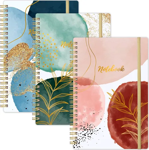 Vista 8 de Cuaderno Chopet - Paquete de 3 cuadernos en espiral A5 con líneas, cuaderno de 8.3" x 6" con papel grueso, cuaderno de diario clásico con rayas