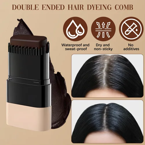 Vista 8 de Barra y peine 2 en 1 para teñir el cabello, impermeable y a prueba de sudor, retoque de raíz instantáneo y conveniente para cabello gris, peine