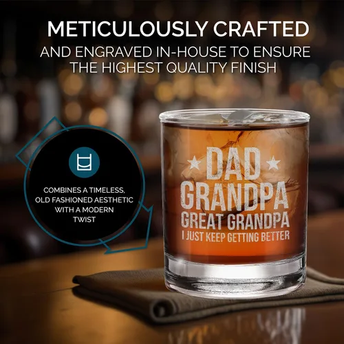 Vista 6 de shop4ever Vaso de whisky grabado para papá, bisabuelo, 11 onzas, regalo