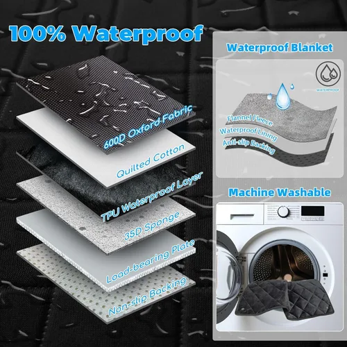 Vista 7 de URPOWER Extensor de asiento trasero para perros, funda de asiento de coche Todo negro