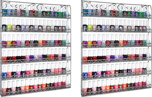 Vista 6 de AMT - Estantes metálicos para esmalte de uñas para pared, exhibición de esmalte de uñas transparente, organizador de aceites esenciales Young