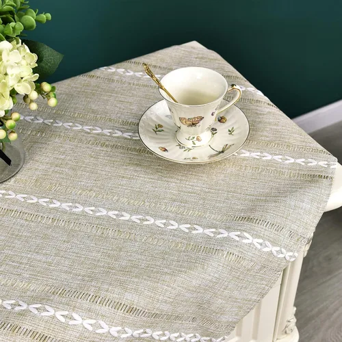 Vista 5 de NEWISHER Mantel cuadrado pequeño bordado rústico de 20 x 20 pulgadas, mantel de tela jacquard a rayas lavable para mesa de comedor para mesita