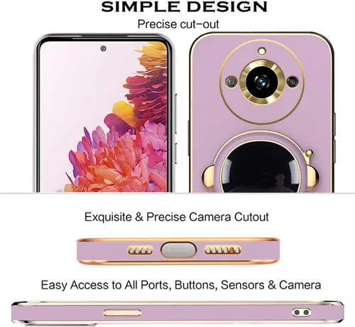 Vista 7 de Funda compatible con Realme 11 Pro Plus con chapado creativo de astronauta y dibujos animados, rosa, para Realme 11 Pro Plus, funda de teléfono