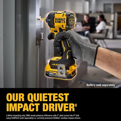 Vista 4 de DEWALT Destornillador de impacto hidráulico de 20 V MAX de 1/4 pulgadas, silencioso, sin escobillas, inalámbrico XR Extreme Runtime, anillo de halo