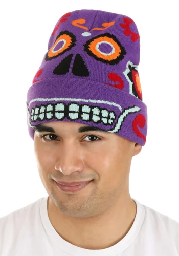 Vista 3 de Gorro de Punto Día de los Muertos Multicolor