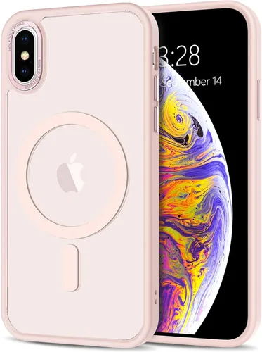 Vista 180 de Anuck - Funda magnética para iPhone 11 compatible con MagSafe, carcasa trasera mate translúcida dura, borde de TPU, delgada, resistente a impactos