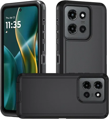 Vista 18 de Funda para Motorola Moto Edge 5G 2025, funda de teléfono resistente a prueba de golpes resistente protectora, 3 en 1 cubierta de parachoques (negro)