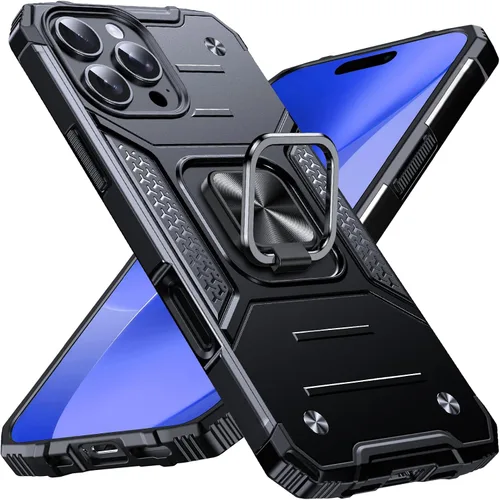 Vista 32 de Anqrp Funda resistente para iPhone 6/7/8/SE/SE2 con soporte de anillo mejorado y agarre, grado militar, a prueba de golpes, resistente y robusta