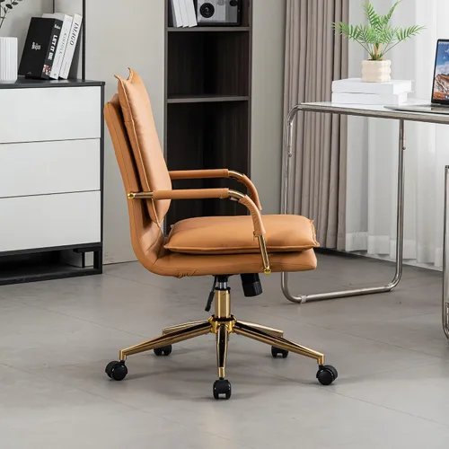 Vista 6 de Silla de oficina, cómoda silla de escritorio, silla giratoria de cuero, silla ergonómica para computadora con reposabrazos, silla de escritorio