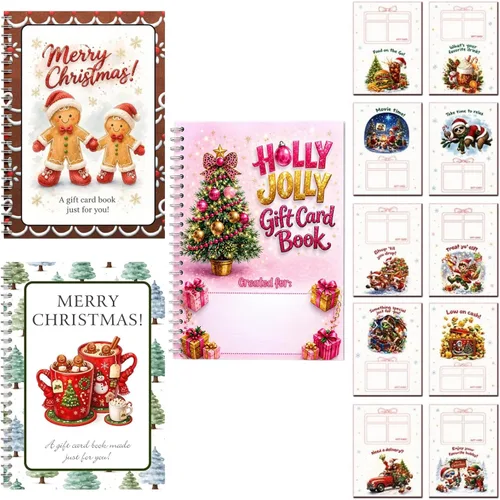 Vista 19 de Christmas Gift Card Book Spiral Bound Holder, 10 Pages，3PCS-A