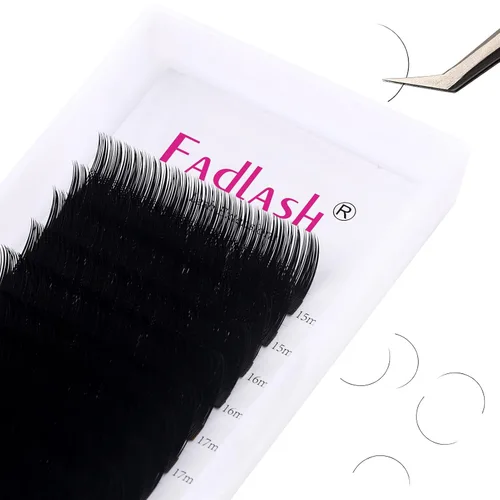 Vista 15 de Extensiones de pestañas de volumen regular, bandeja mixta, 0.03 mm, rizo B, 8-14 mm, de visón premium y seda, volumen de pestañas, suaves, mate