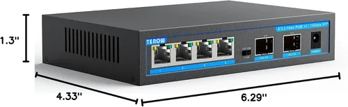 Vista 10 de Interruptor PoE+ de 4 puertos 2.5Gb con 2 puertos SFP+ de 10Gb adicionales, TEROW Base-T 10G Ethernet, capacidad de conmutación de 60Gbps