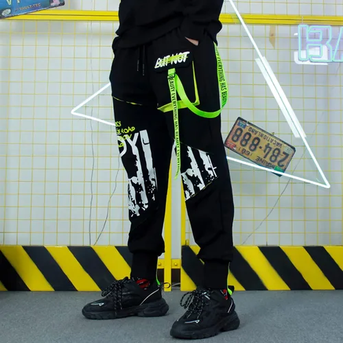 Vista 6 de XYXIONGMAO Techwear - Pantalones tácticos para hombre, estilo cargo, hip hop, harem, pantalones casuales sueltos, pantalones deportivos funcionales