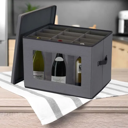 Vista 2 de Household Essentials Baúl alto para guardar botellas y vino, gris