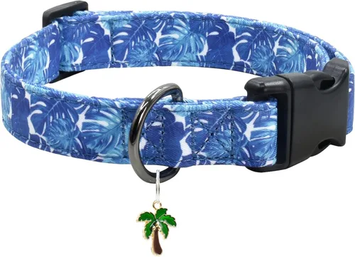 Vista 10 de Collar de perro con patrones de flores con accesorios, collares de algodón suave para perros pequeños, medianos y grandes, hembras y machos