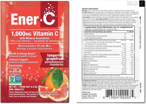 Vista 8 de Ener-C Mezcla de bebida multivitamínica de pomelo mandarina, 1000 mg de vitamina C, sin OMG, vegano, polvo de jugo de fruta real, apoyo inmunitario