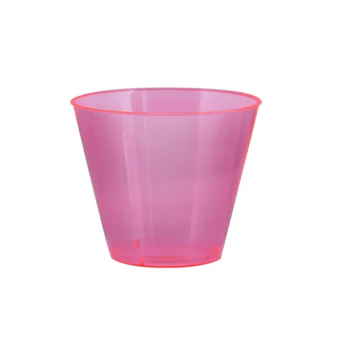 Vista 17 de Vasos de plástico para fiestas de Party Essentials, 9 onzas de capacidad, con brillo, Variado neón, 500