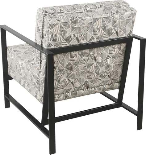 Vista 5 de HomePop Silla decorativa moderna con marco de metal, decoración del hogar Homepop, sillas decorativas para sala de estar y dormitorio, líneas grises