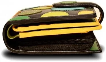 Vista 6 de Visconti P1 Saturn - Cartera grande de piel suave con lunares, Lily Pad, Billetera plegable