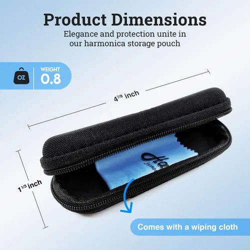 Vista 2 de Harmo nica Case Chromatic Harmonica - Funda negra con cremallera (10 agujeros diatónicos)