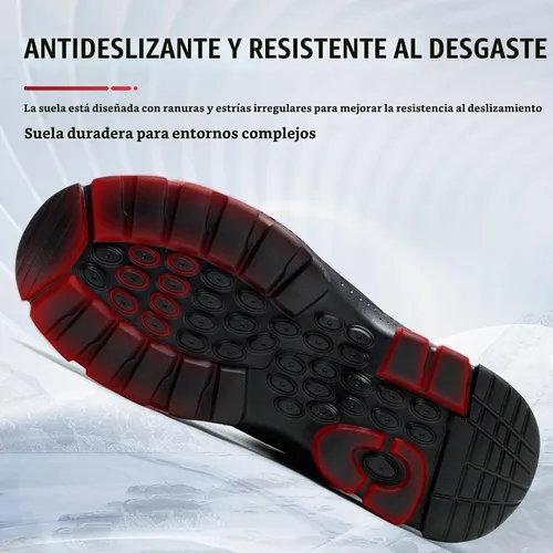 Vista 7 de Botas con punta de acero para hombre, antideslizantes y duraderas, botas de trabajo de construcción indestructibles para hombre, con puntera