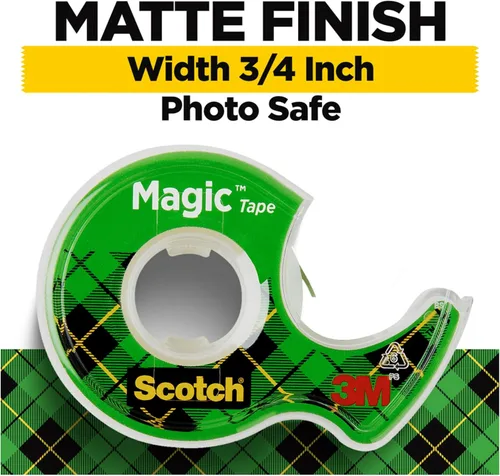 Vista 3 de Scotch Magic Tape, 1 Roll, Numerous Applications, Invisible, Engineered for Repairing, 3/4 x 650 Inches, Dispensered (122)