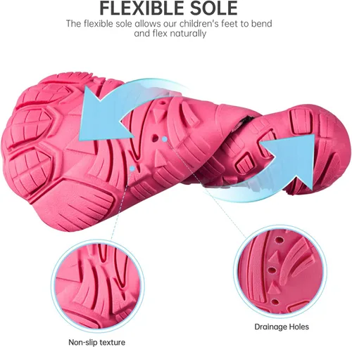 Vista 4 de SEEKWAY Zapatos de agua descalzos para niños, puntera ancha y zapatos de arena de secado rápido para niños pequeños para senderismo, natación