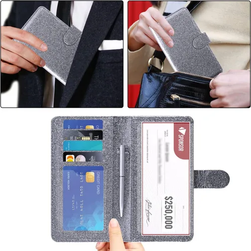 Vista 5 de ACdream Checkbook Cover, Leather RFID Blocking Check Book Wallet