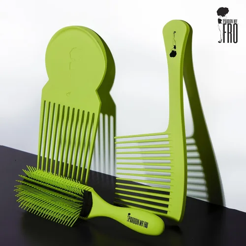Vista 7 de Pardon My Fro Cepillo desenredante, desenredante sin esfuerzo para cabello húmedo y seco, diseño ligero para todo tipo de cabello rizado