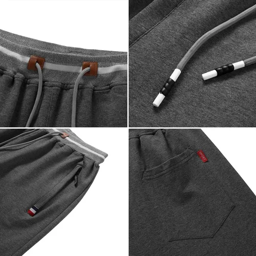 Vista 5 de FoxQ Pantalones deportivos para hombre con bolsillos, pantalones deportivos para correr, casuales, pantalones de yoga, ajuste holgado, pierna recta