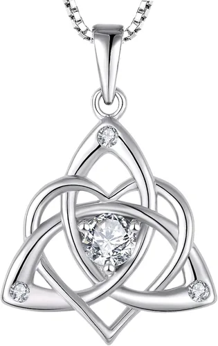 Vista 11 de STARCHENIE Celtic Knot Necklace for Women 925 Sterling Silver Trinity Love Knot Pendant Birthstones Jewelry 38-Ópalo-Oct