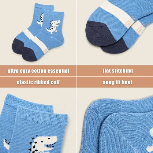 Vista 34 de Aisyee Calcetines de algodón para niños, calcetines sin costuras para niños, calcetines coloridos de cuarto de punto, paquete de 6
