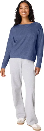 Vista 5 de Hanes Sudadera de cuello redondo para mujer, sudadera de forro polar Ecosmart con muesca en V, sudadera para mujer