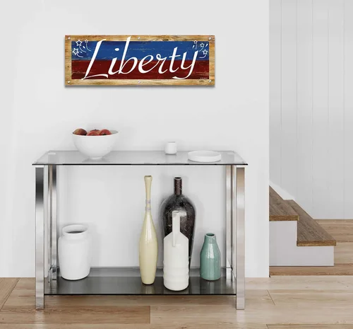Vista 4 de Epic Art 'Liberty' por Ed Wargo, arte de pared de vidrio acrílico, 36"x12