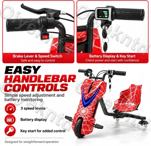 Vista 6 de Triciclo eléctrico de la deriva, 3 ruedas pedal triciclo Scooter 6 pulgadas