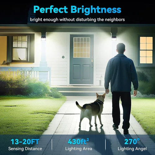 Vista 5 de Claoner - Luces solares con sensor de movimiento [128 LED/4 paquetes], luces para exterior con 3 modos de iluminación con 270° de angulo