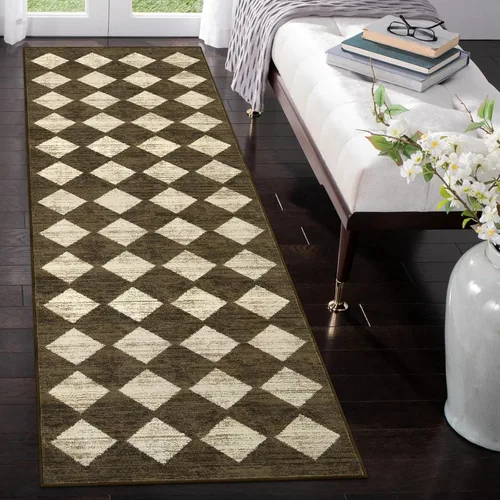 Vista 27 de Lahome - Tapete con diseño de entramado marroquí, a cuadros, pequeño, suave y antideslizante, moderno, resistente a las manchas, para puerta Negro