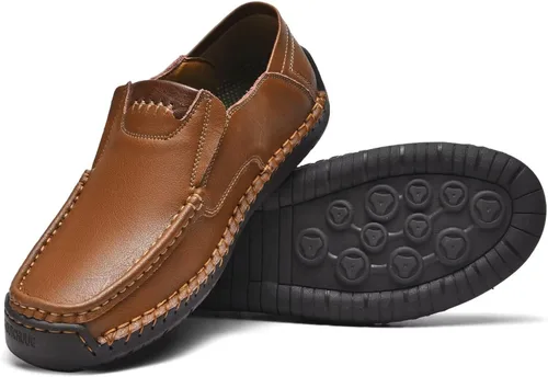 Vista 3 de Mocasines de cuero para hombre, zapatos casuales de moda para negocios, Arkget, zapatos de conducción para hombre, incluye plantilla extra
