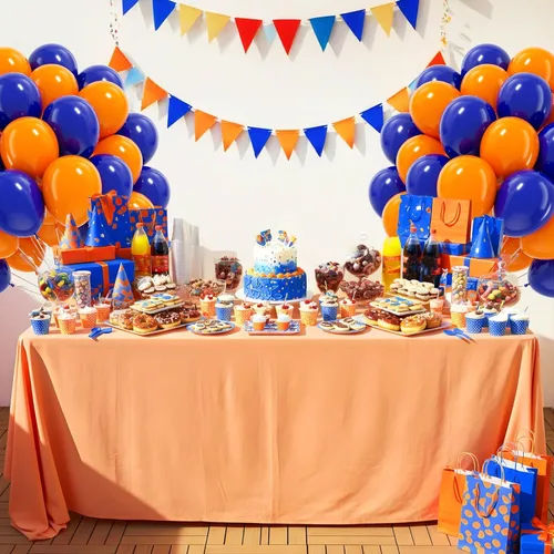 Vista 7 de 60 globos azul real y naranja con globos naranja y azul de 12 pulgadas Azul Naranja