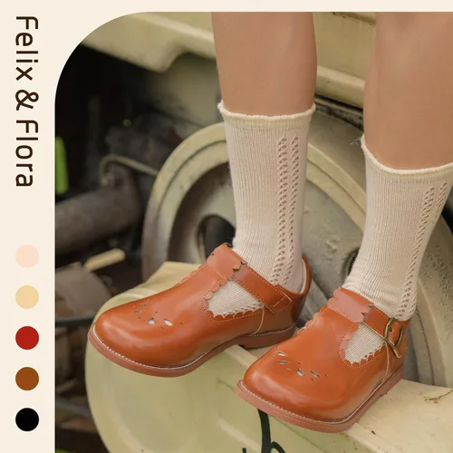 Vista 3 de Felix & Flora - Zapatos planos de vestir estilo Mary Jane para niña pequeña, zapatillas de ballet para niña, zapatos para fiestas y escuela