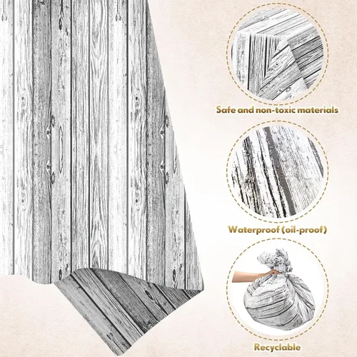 Vista 2 de Irenare 3 manteles de madera de grano de madera, manteles de madera blanca rústica, rectangular, decoración de mesa para barbacoa, otoño, fiesta