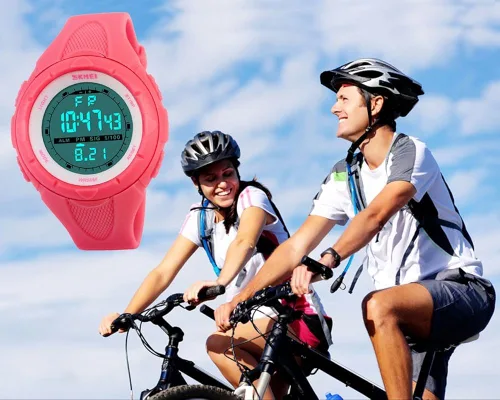 Vista 7 de Skmei digital reloj deportivo mujeres impermeable el retroiluminación pu banda pequeña Militar relojes de pulsera chica al aire libre