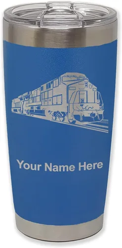 Vista 28 de LaserGram Vaso aislado al vacío de 20 onzas, tren de carga, grabado personalizado incluido (negro)