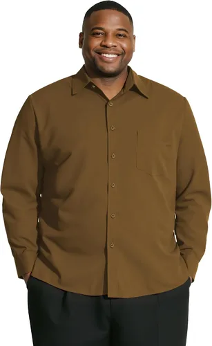 Vista 18 de Camisas grandes y altas para hombres, camisas de vestir casuales de manga larga con botones y bolsillo para negocios, viajes, uso diario