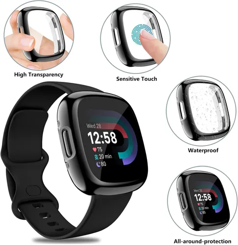 Vista 3 de Tobfit Funda protectora de pantalla para Fitbit Sense 2 / Fitbit Versa 4, TPU chapado en suave alrededor de la cubierta protectora sensible al tacto