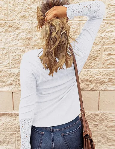 Vista 3 de Kancystore - Blusas de manga larga para mujer, con cuello en V y botones
